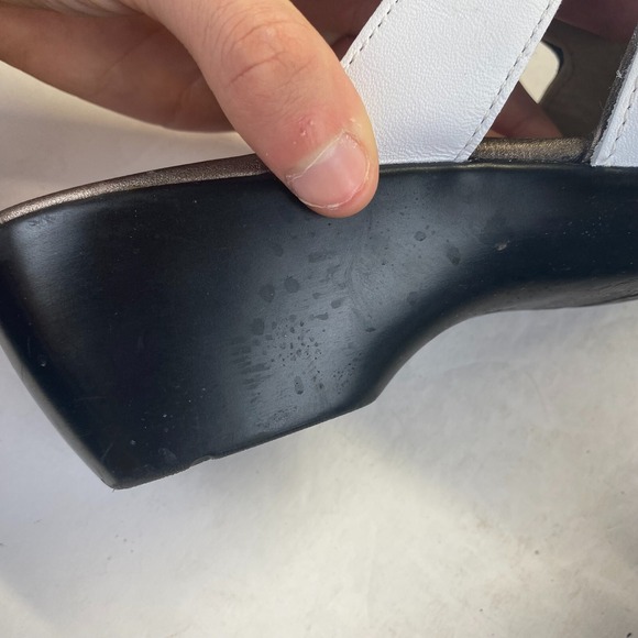 Clarks Bendables Sandals Womens‎ 8 M Wedge Heels Slip On Strap Slide White 60486 - Picture 12 of 16